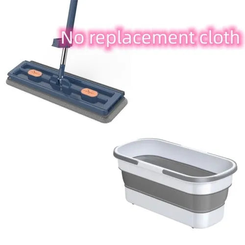 Large flat mop with stainless steel handle and rotating head for floor cleaning