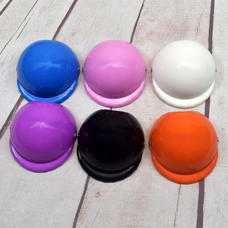 Plastic dog motorcycle cap helmet in seven colours with three size options for small medium large dogs