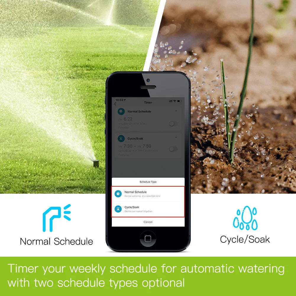 Bluetooth garden sprinkler timer with smartphone app control for automated watering schedules
