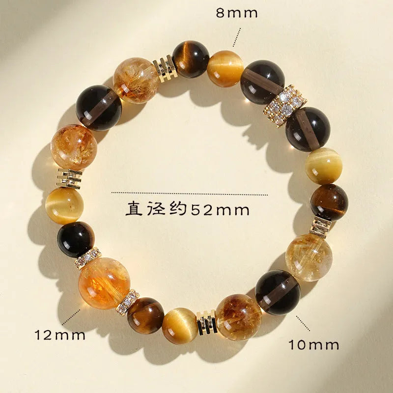 Women's natural yellow tower artificial crystal string beads bracelet with 10mm Jinba beads.