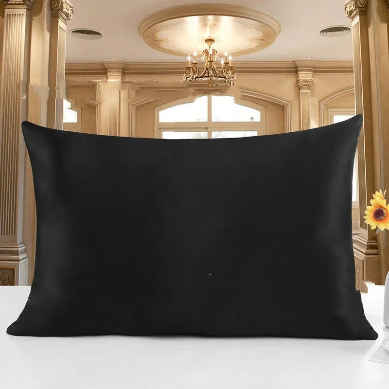 Double-sided 19 momme mulberry silk pillowcase shown in one of fourteen colours, featuring three size options.