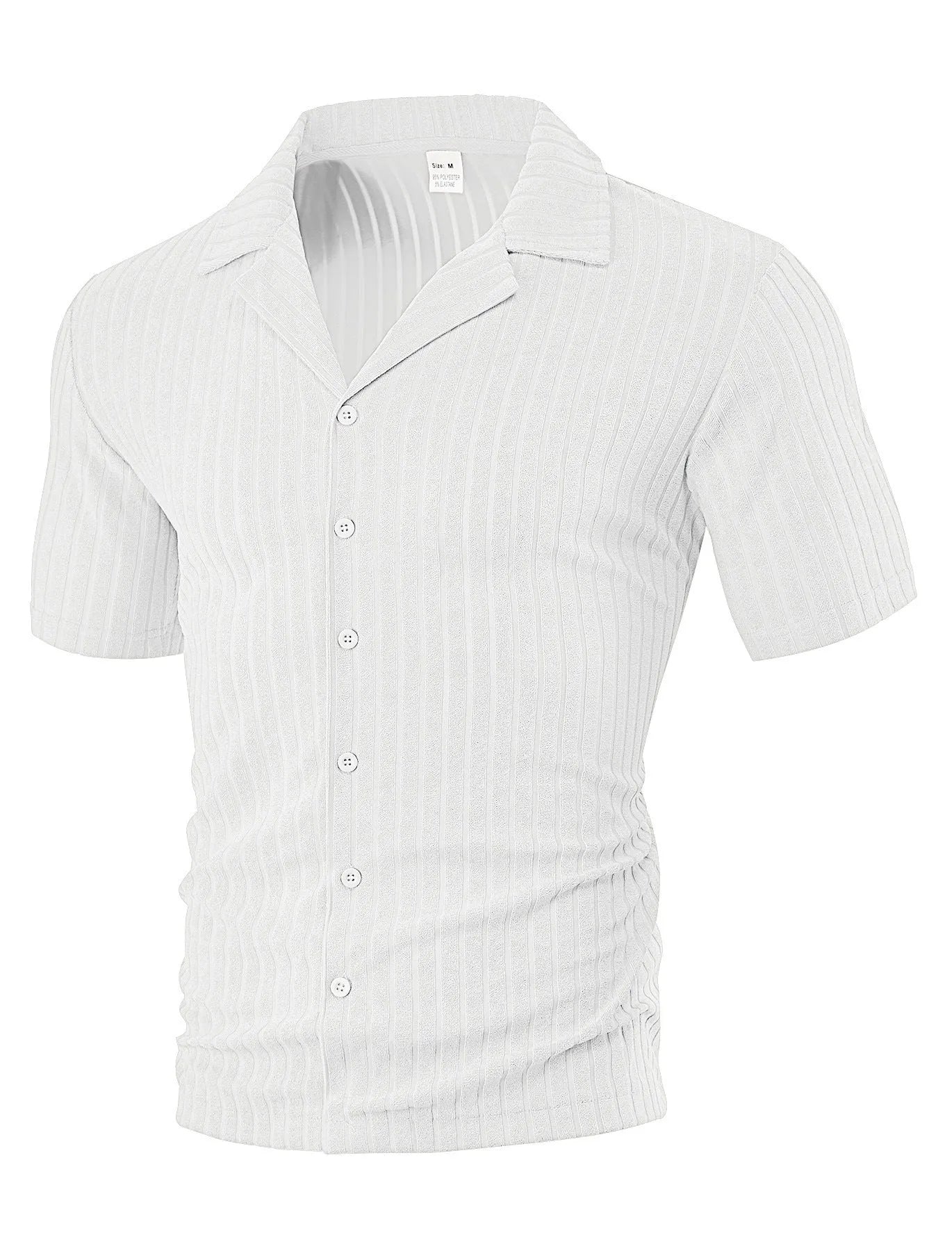 Men's loose casual cardigan short sleeve lapel top in polyester fabric 30 count available in six colours