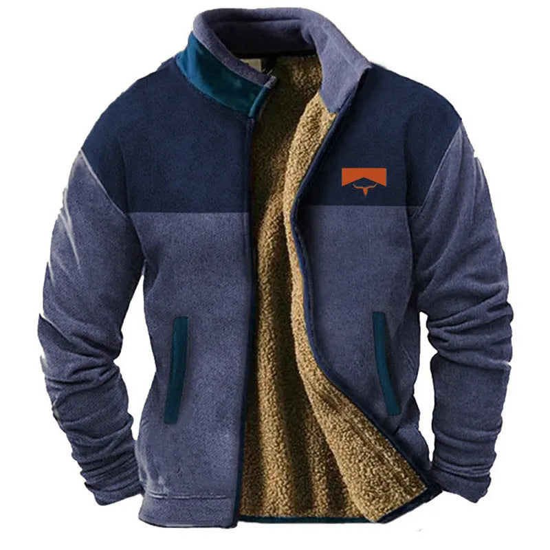 Men's padded polyester coat in regular fit with fleece lining shown in green colour