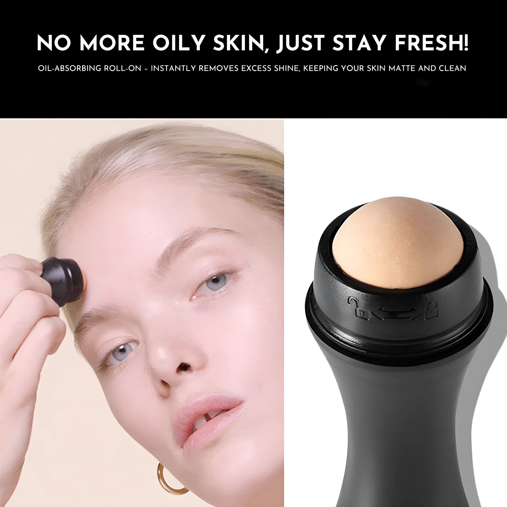 Portable volcanic stone facial roller for oily skin control in four colours