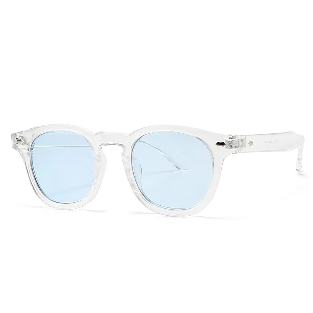 Simple round rim sunglasses with retro Hong Kong style design in multiple colour options