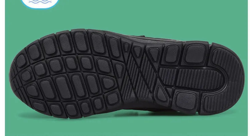Boys' black waterproof sports shoes with mesh upper and round toe design on light background