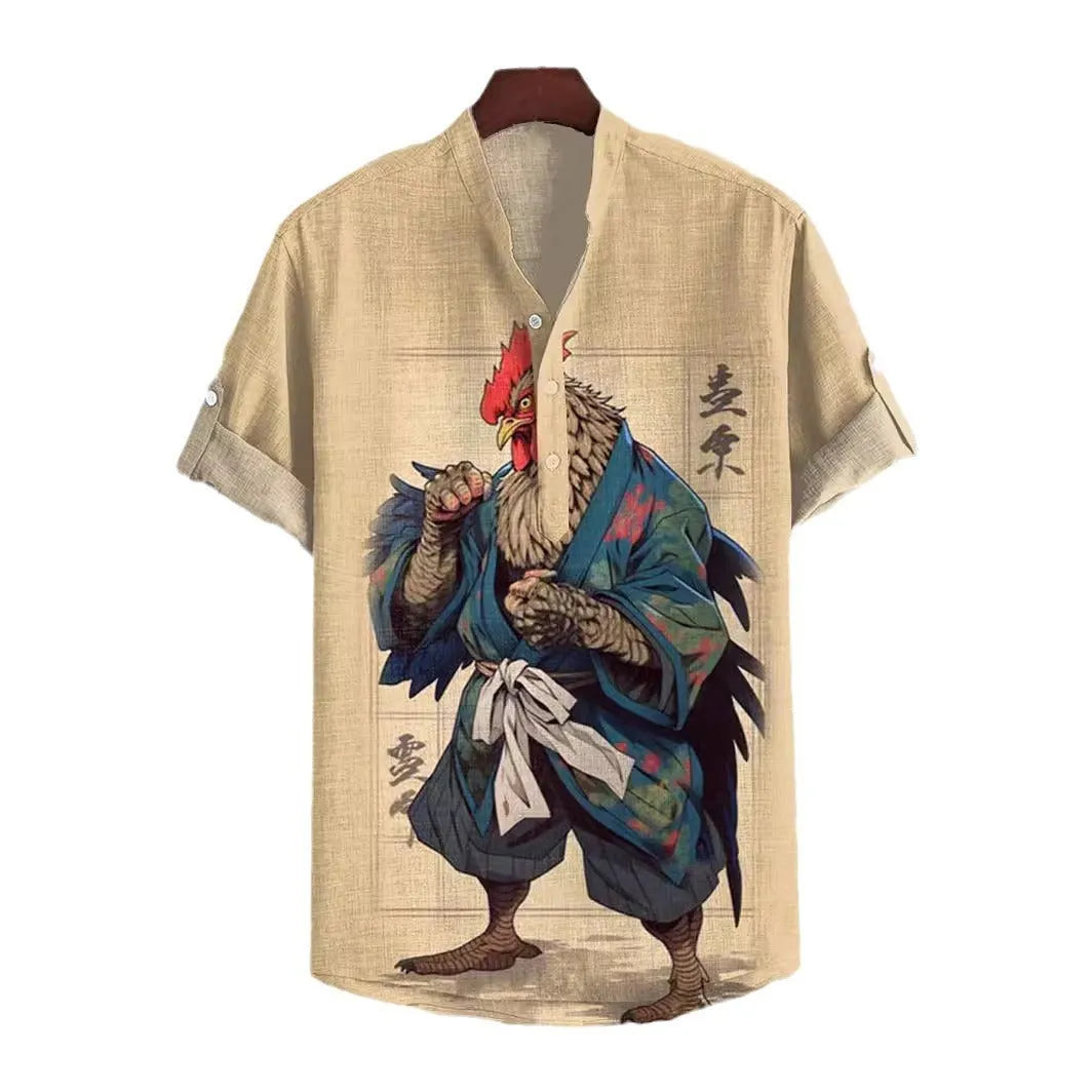 Short sleeve casual shirt with a 3D digital animal pattern print, available in various colours and sizes.