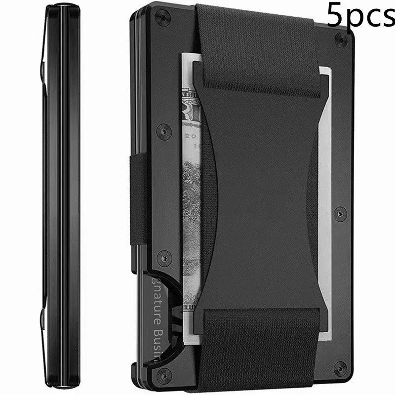 Metal card bag wallet with RFID anti-theft blocking, solid colour, frosted finish, unisex coin and card holder