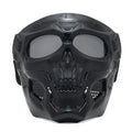 Skull riding mirror windproof goggles unisex full frame with interchangeable lens and headband in black