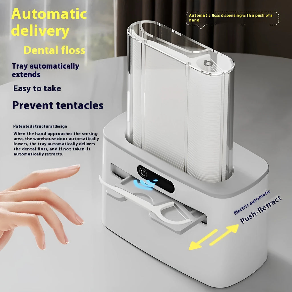 Rechargeable intelligent induction dental floss box in dark grey, light grey, or gold colour