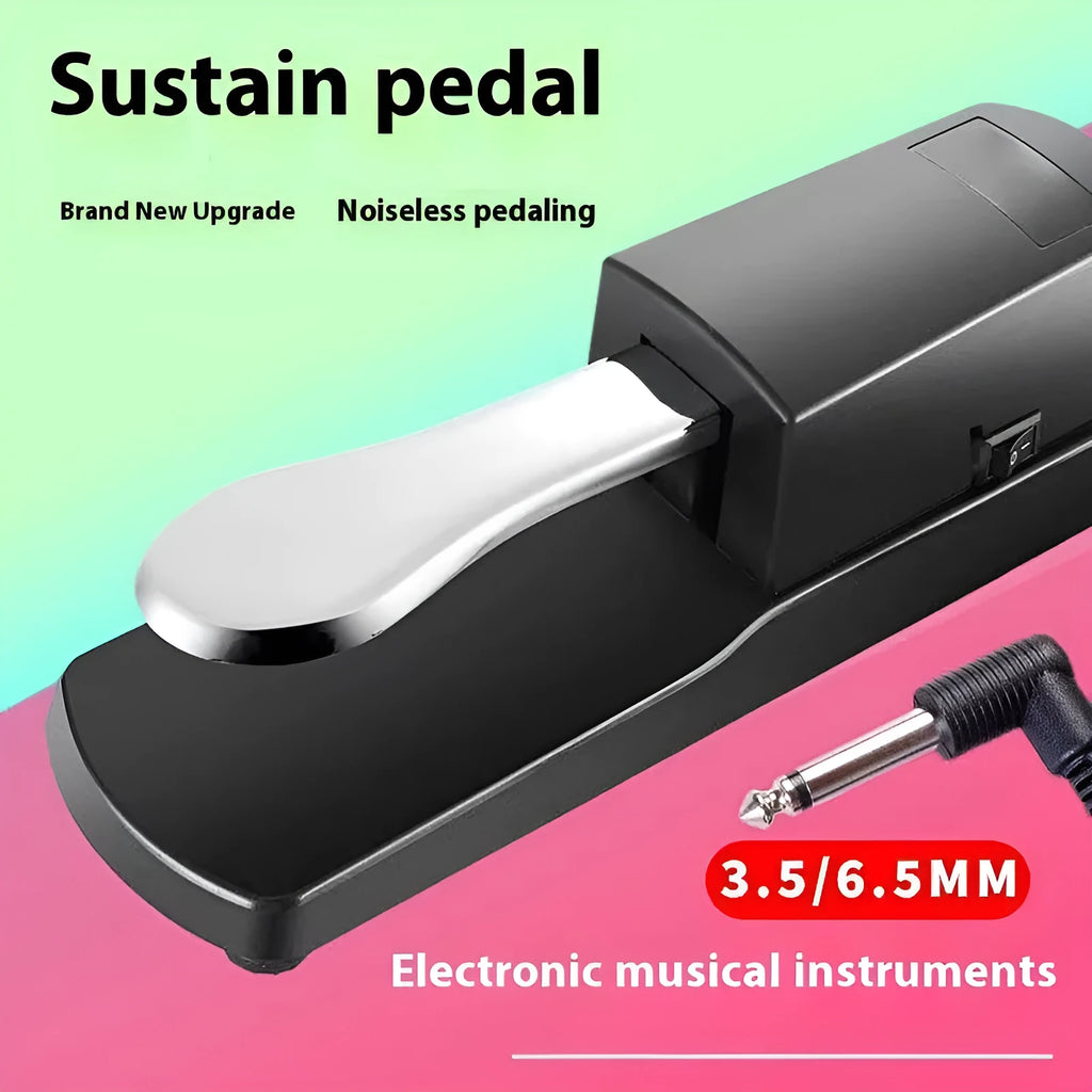 Single leg sustain pedal for electronic keyboards with ABS plastic housing and rubber anti-slip base
