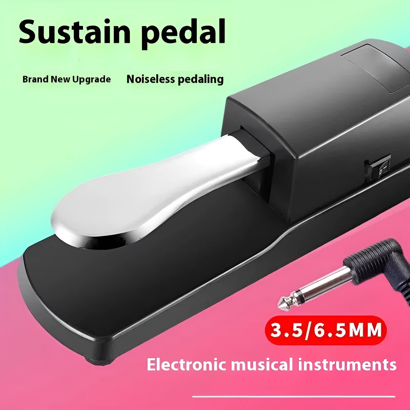 Single leg sustain pedal for electronic keyboards with ABS plastic housing and rubber anti-slip base