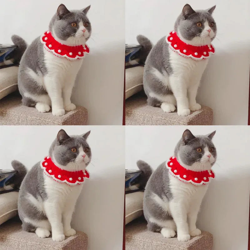 Wool knitted pet collar with cartoon pattern for cats dogs rabbits