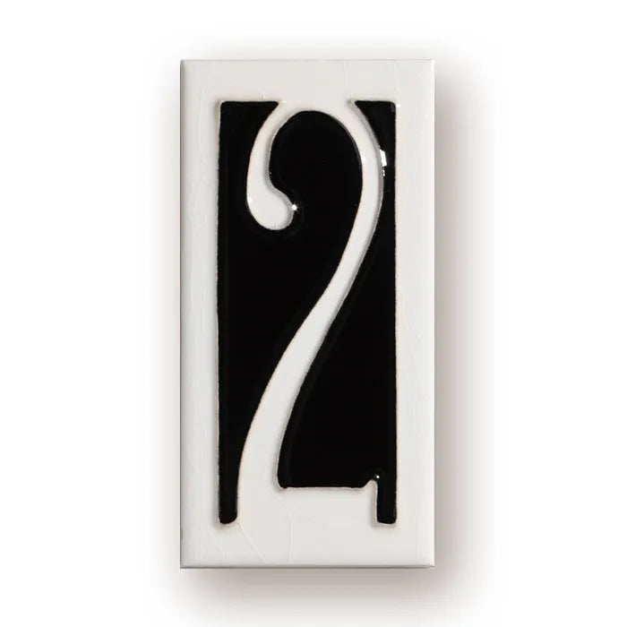 Handmade retro enamel ceramic doorplate showing a number, dimensions 76mm by 152mm