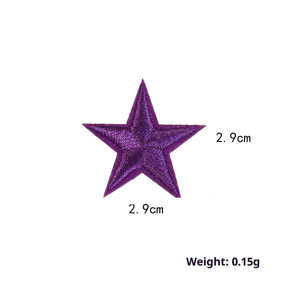 Colourful five-pointed star cloth embroidery stickers for DIY clothing decoration and craft projects