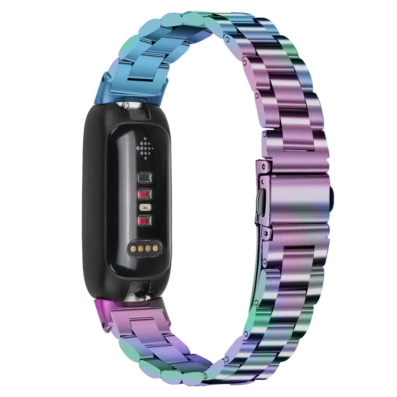 Stainless steel three-bead watch strap for Fitbit Inspire 3 in multiple colour options.