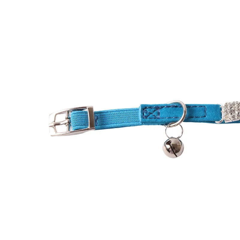 Flannel elastic buckle cat collar in six colour options including pink, black, and red