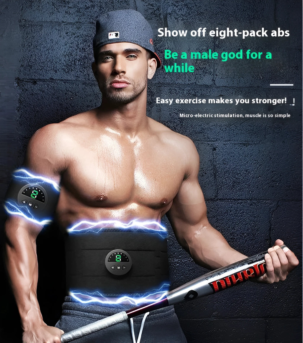 Fitness waist belt with display screen for abdominal exercise and massage functions