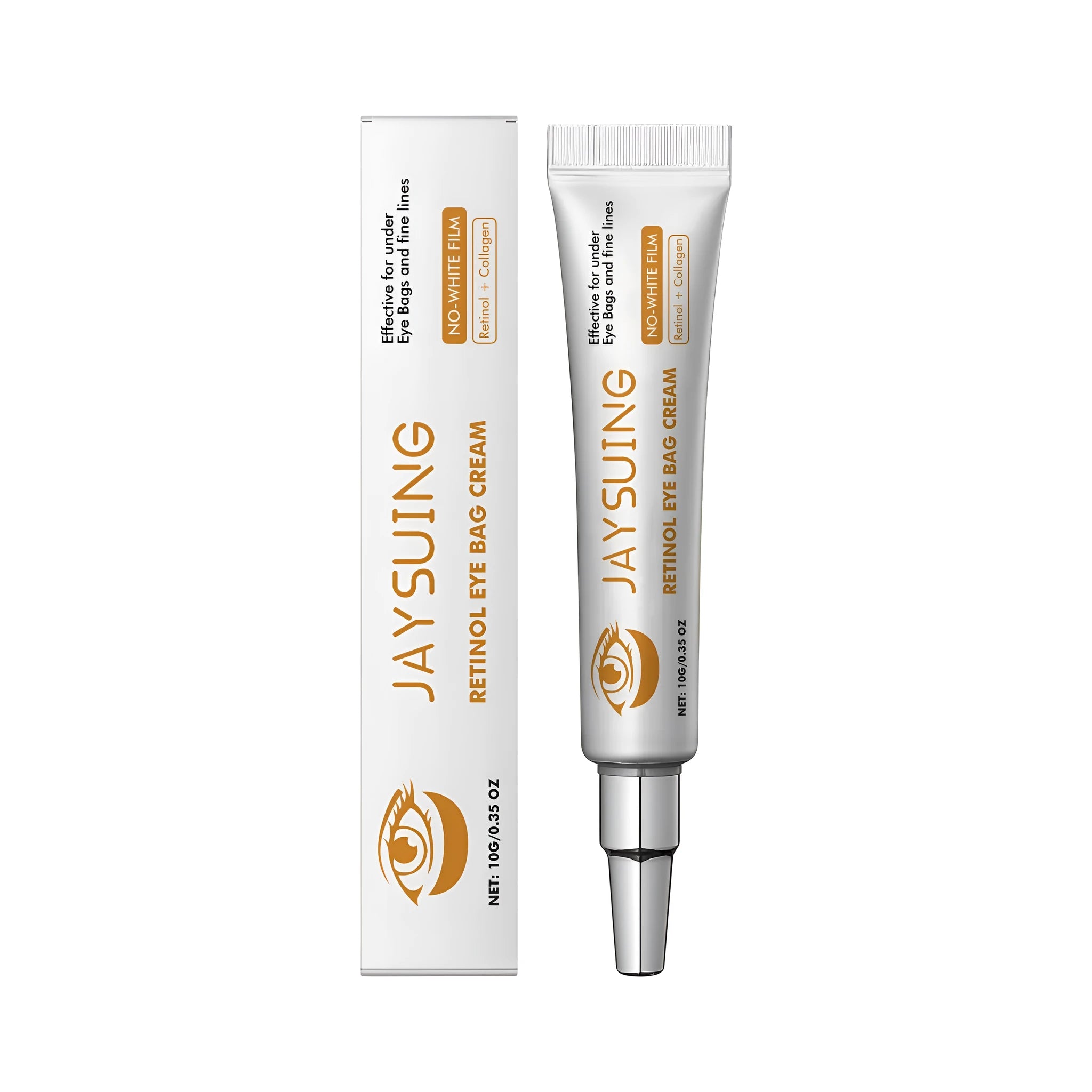 10g jar of retinol anti-aging eye cream with hyaluronic acid and collagen.