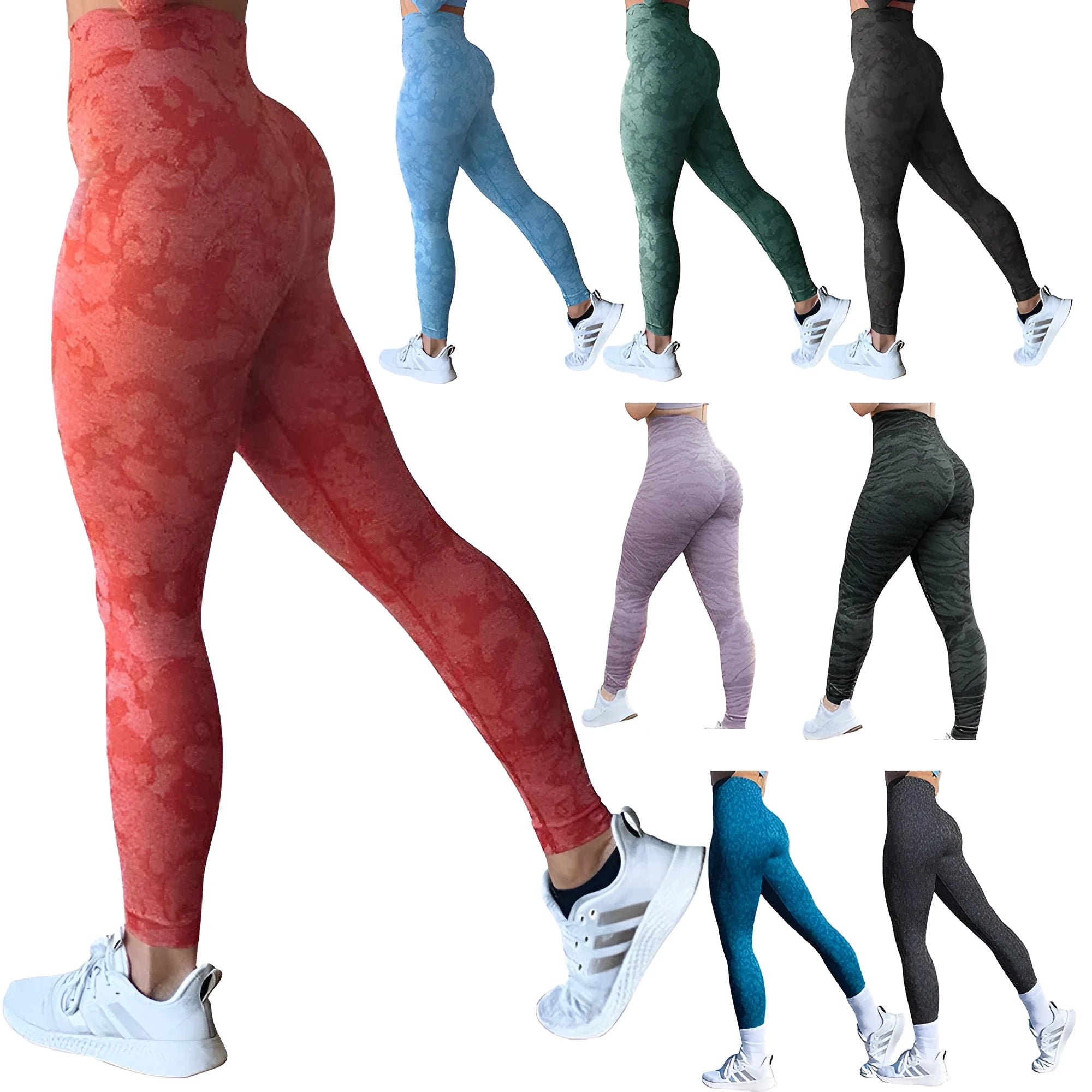 Women's push up booty leggings in a camouflage pattern for gym and yoga workouts.