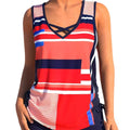 Women's printed split boxer swimsuit bikini set in various colours.