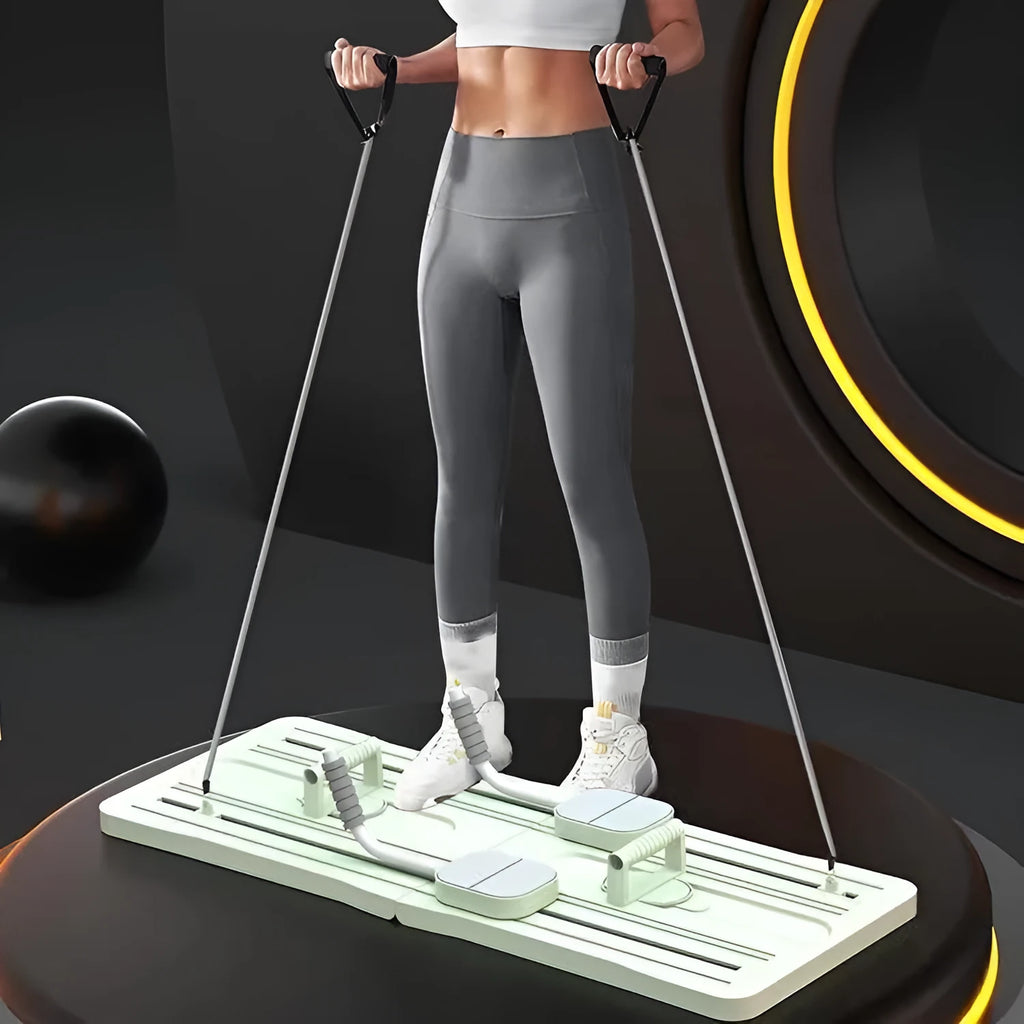 Foldable PP fitness board with belly panel in black, pink or purple colour options