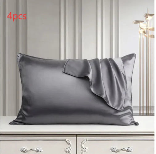 100% mulberry silk single pillowcase in 48x74cm size with inlaid rope weave, shown in Bean Paste Purple.