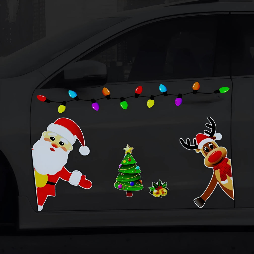 Medium Christmas elk magnetic car sticker with reflective threads