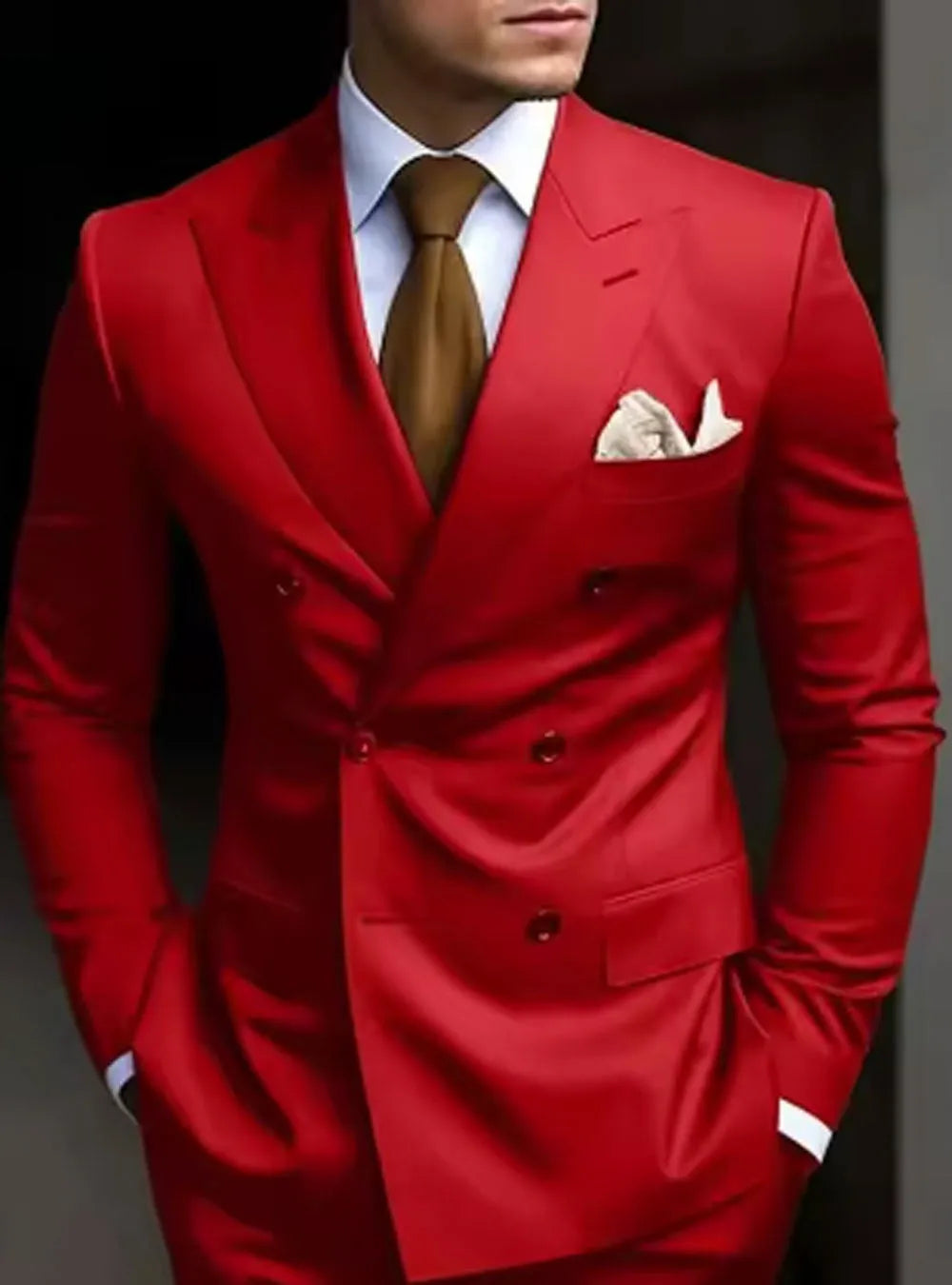 Men's grey Korean slim fit two-piece business suit with jacket and trousers