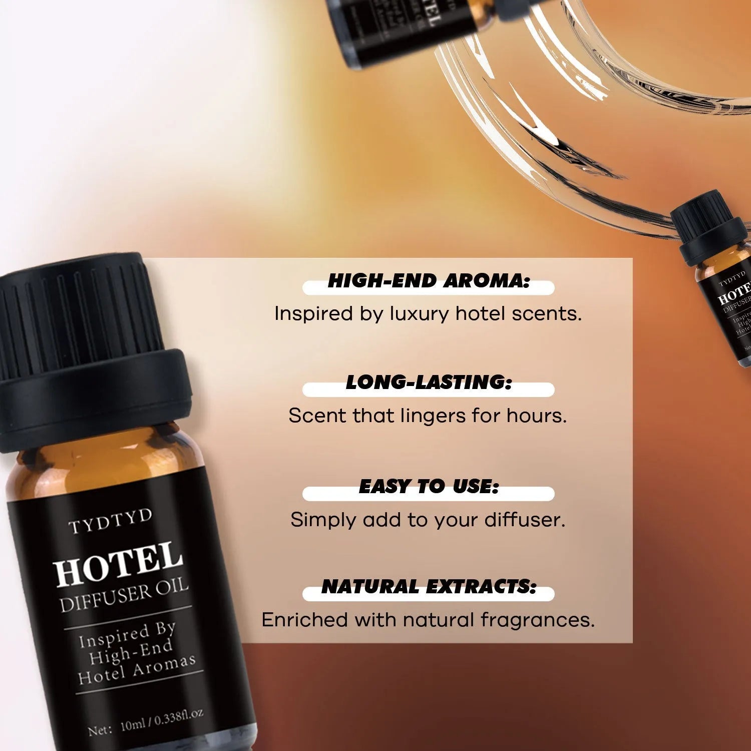 10ml glass bottle of natural plant fragrance essential oil for aromatherapy and diffusers