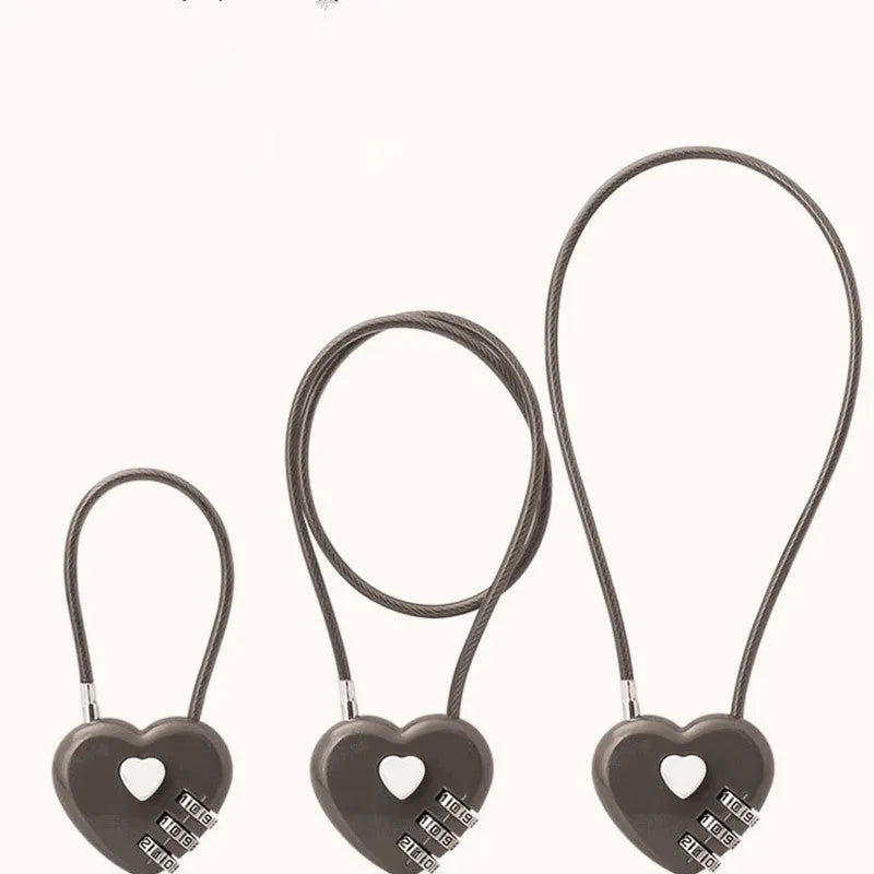 Heart-shaped combination lock with steel cable in multiple colour and length options.