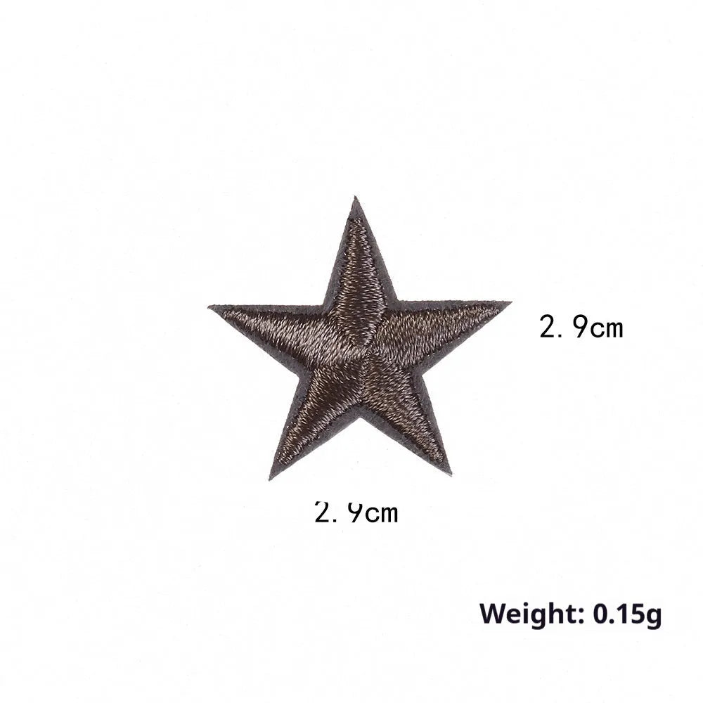 Colourful five-pointed star cloth embroidery stickers for DIY clothing decoration and craft projects