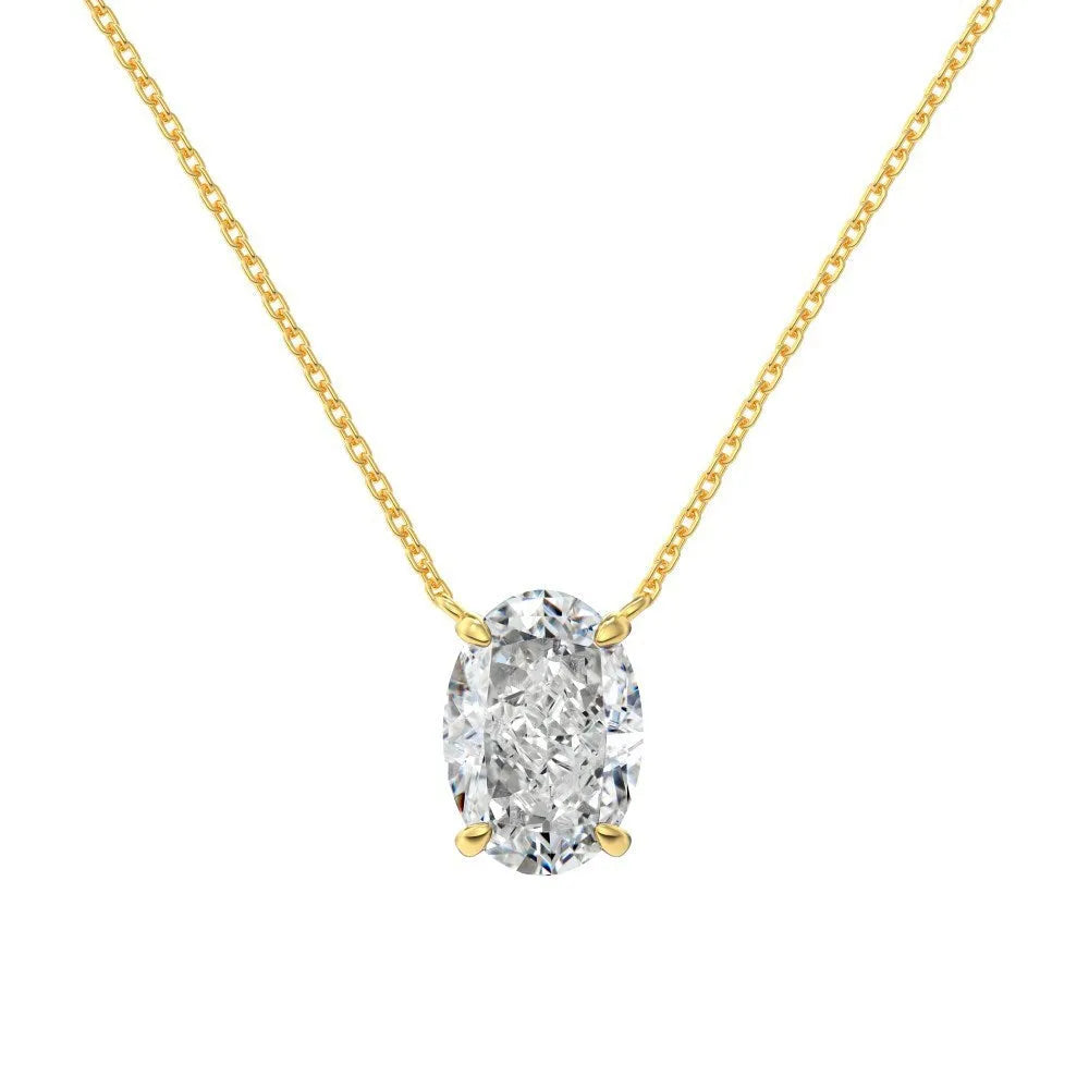 S925 sterling silver necklace with geometric oval ice flower pendant in gold or platinum plating.