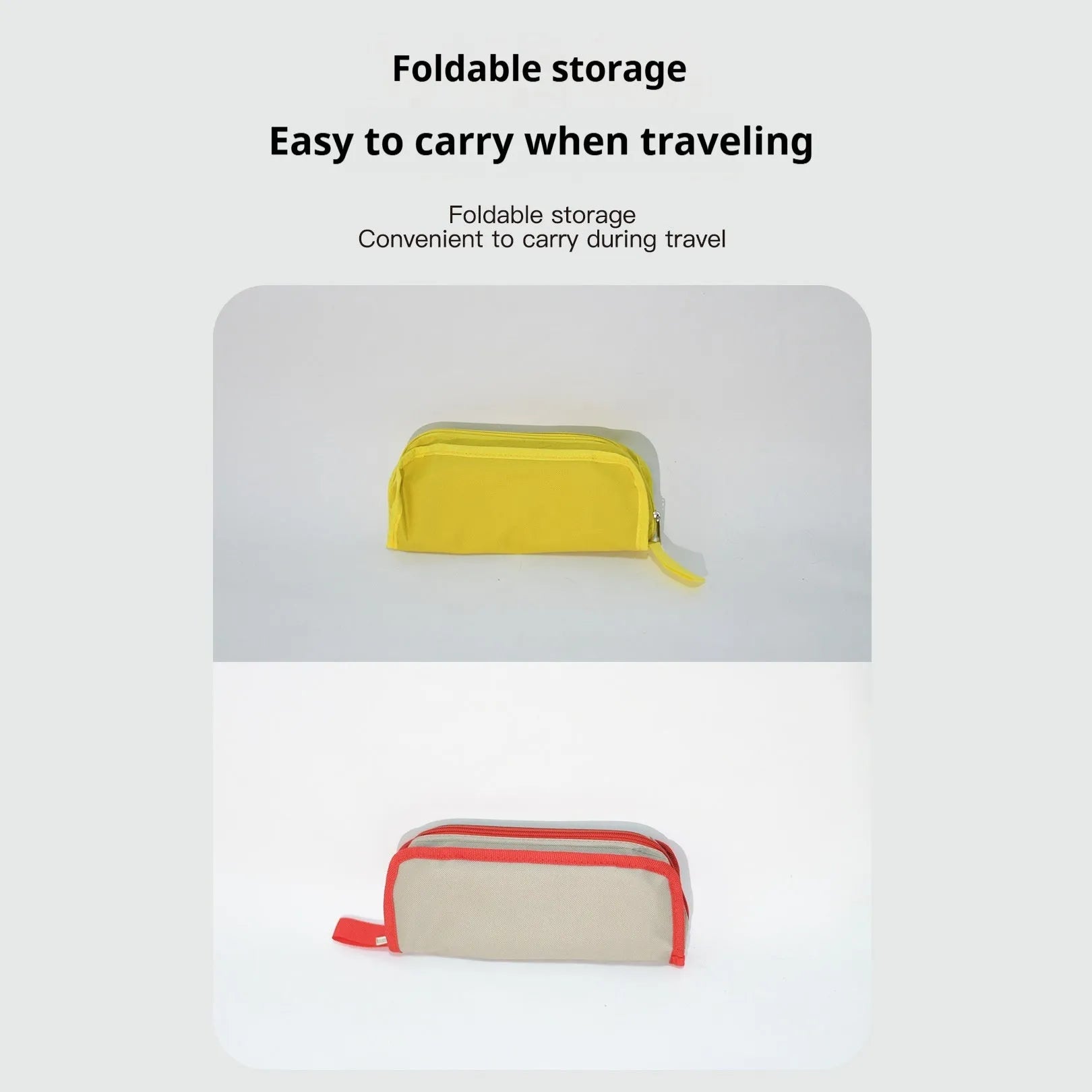 Outdoor folding camp stool in khaki colour with crossbody carry bag, shown in folded and unfolded states.
