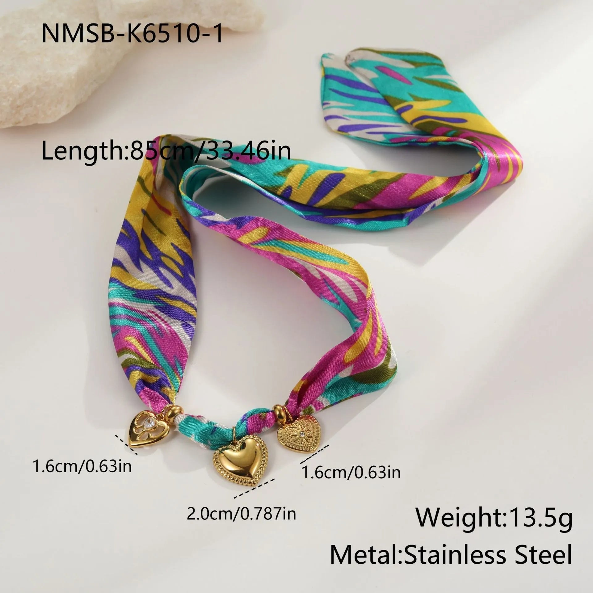 Women's stainless steel necklace and bracelet set with 18K gold plating and geometric pendant