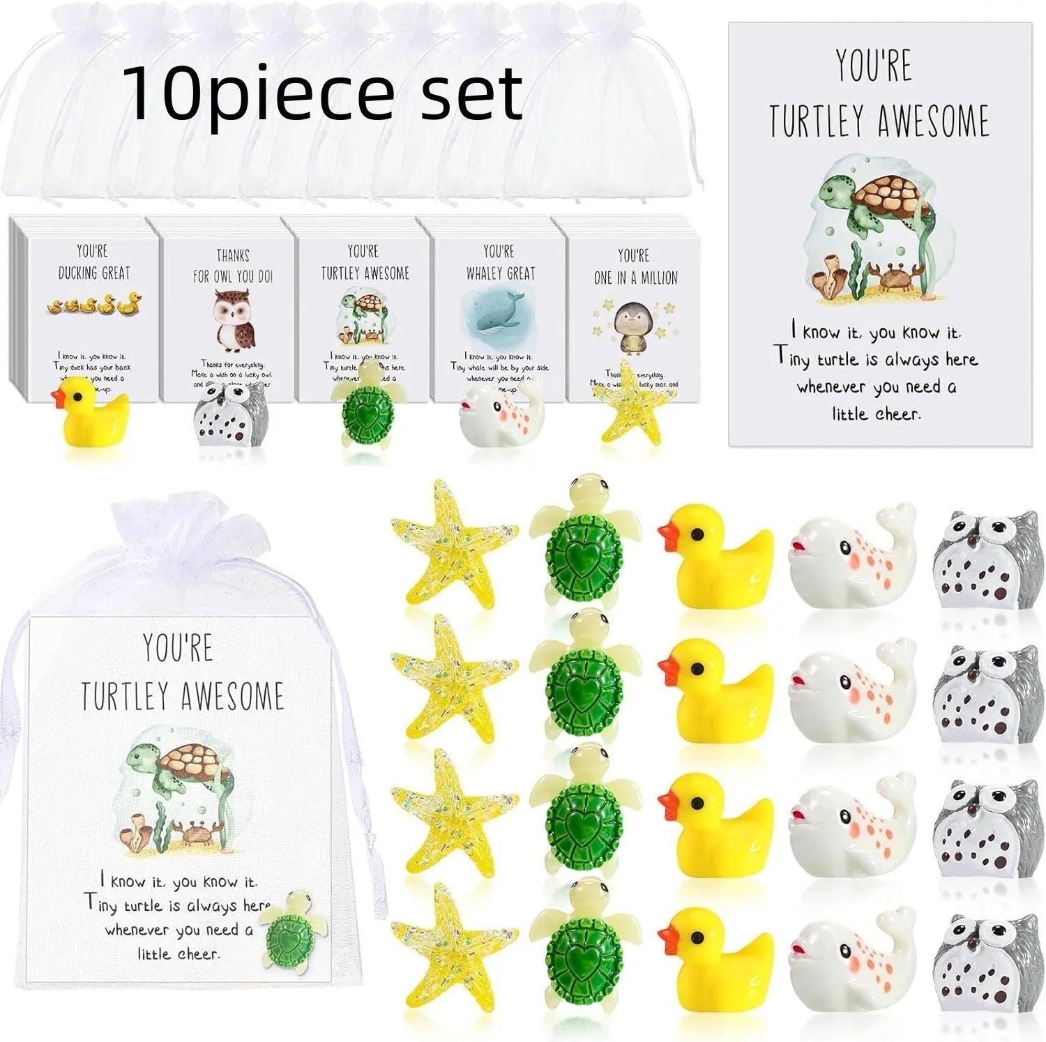 Set of pun-inspired resin greeting cards in pocket-sized format for office gifts and memos