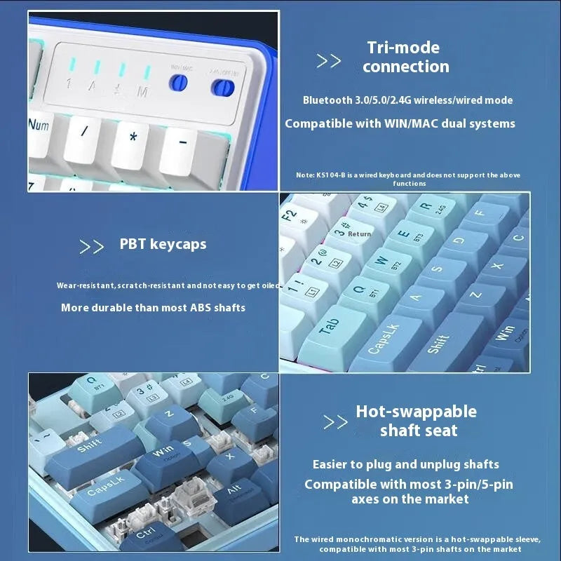 Red Dragon three-mode mechanical keyboard with 104 keys in multiple colour and switch options