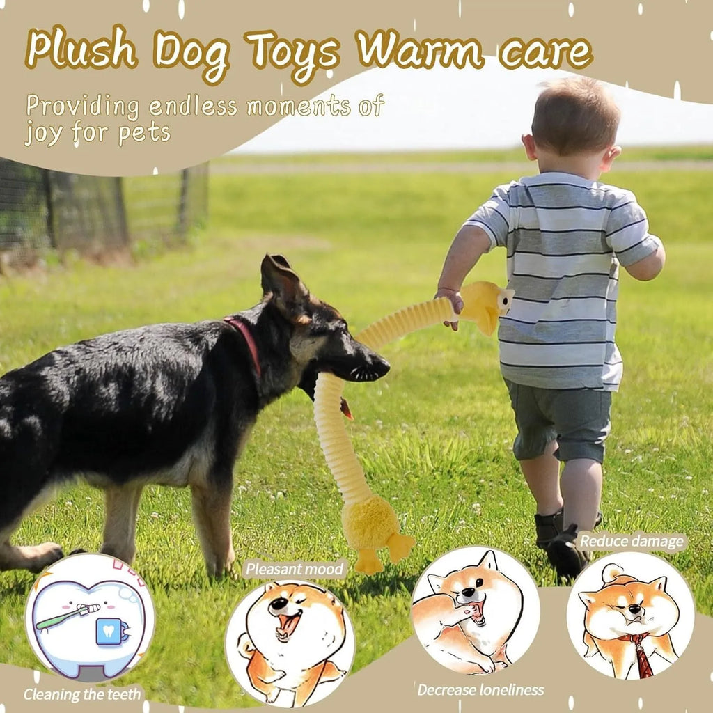 Brown plush dog toy with squeaker and crinkle sounds for small medium large dogs