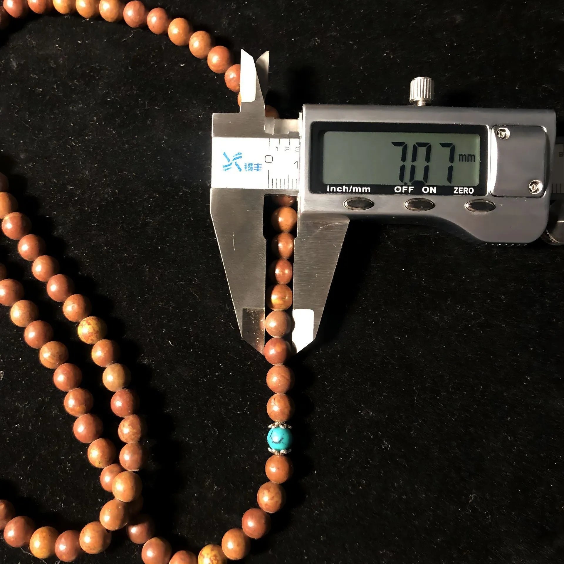 Handmade geometric stone bead bracelet with 108 polished 5-6mm beads