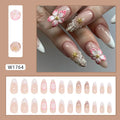 French style plastic fake nails with simple flower rock pattern design in colour W1764