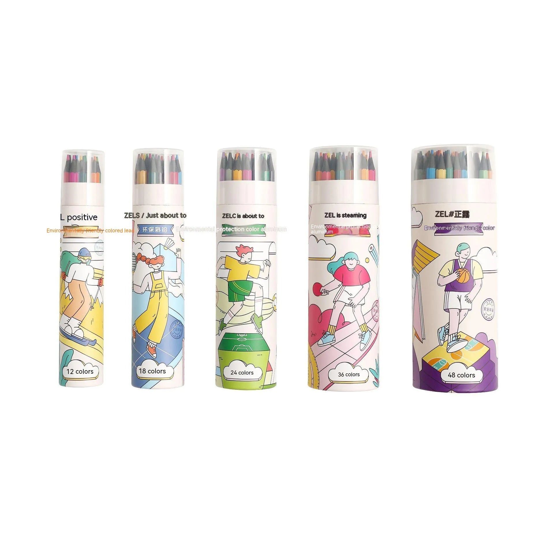 Zhenglin Sports Series colour pencil set in assorted colours with paper barrel
