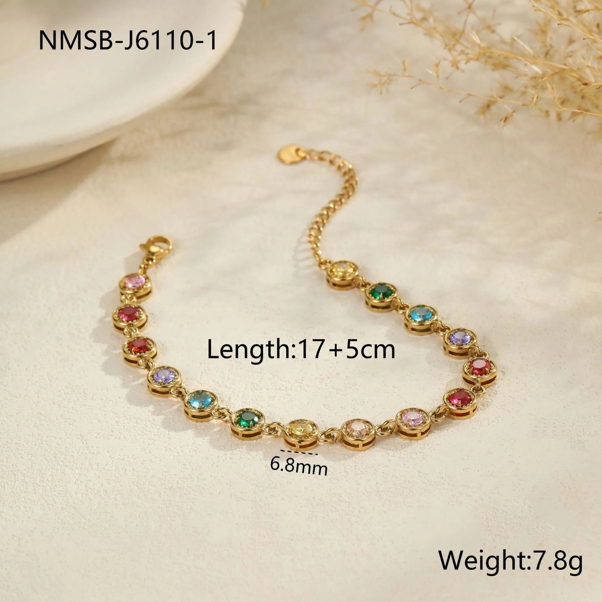 Women's stainless steel bracelet with geometric shapes in gold or silver electroplated finish
