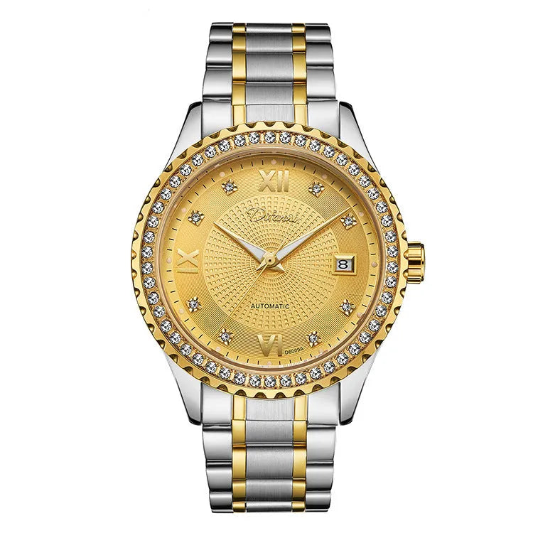 Fashionmonger men's automatic mechanical watch with silver case and white dial on a wrist.