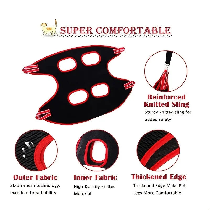 Pet grooming restraint hammock bag hanging for cat or small dog nail trimming and bathing