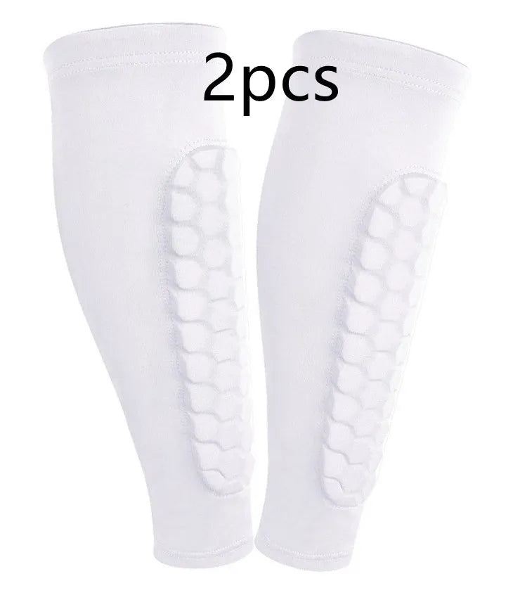 Men's honeycomb shank protection foot sock in black with anti-collision non-slip calf support