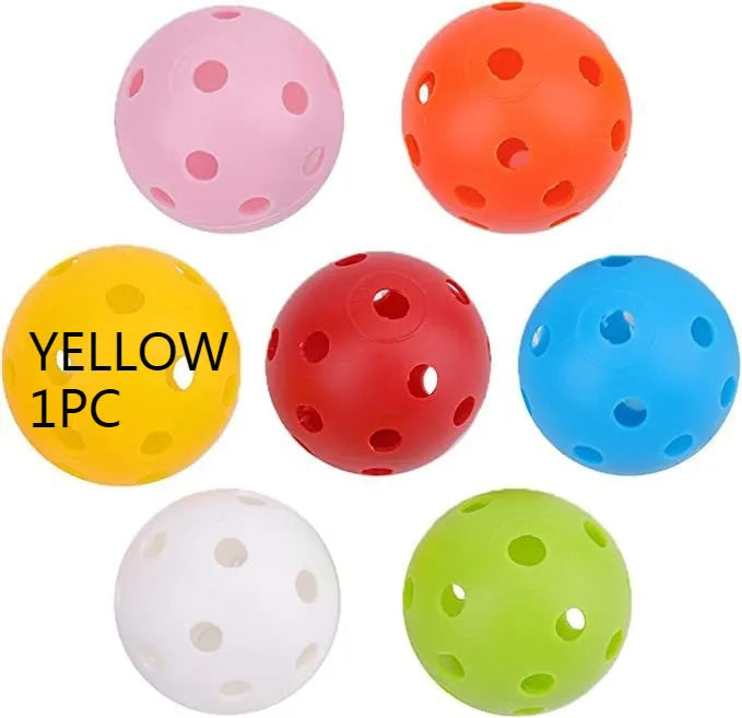 Multi-colour 42mm golf practice balls in blue, green, orange, red, white and yellow colours