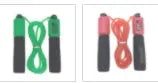 A black skipping rope with foam sponge handles on a plain background.