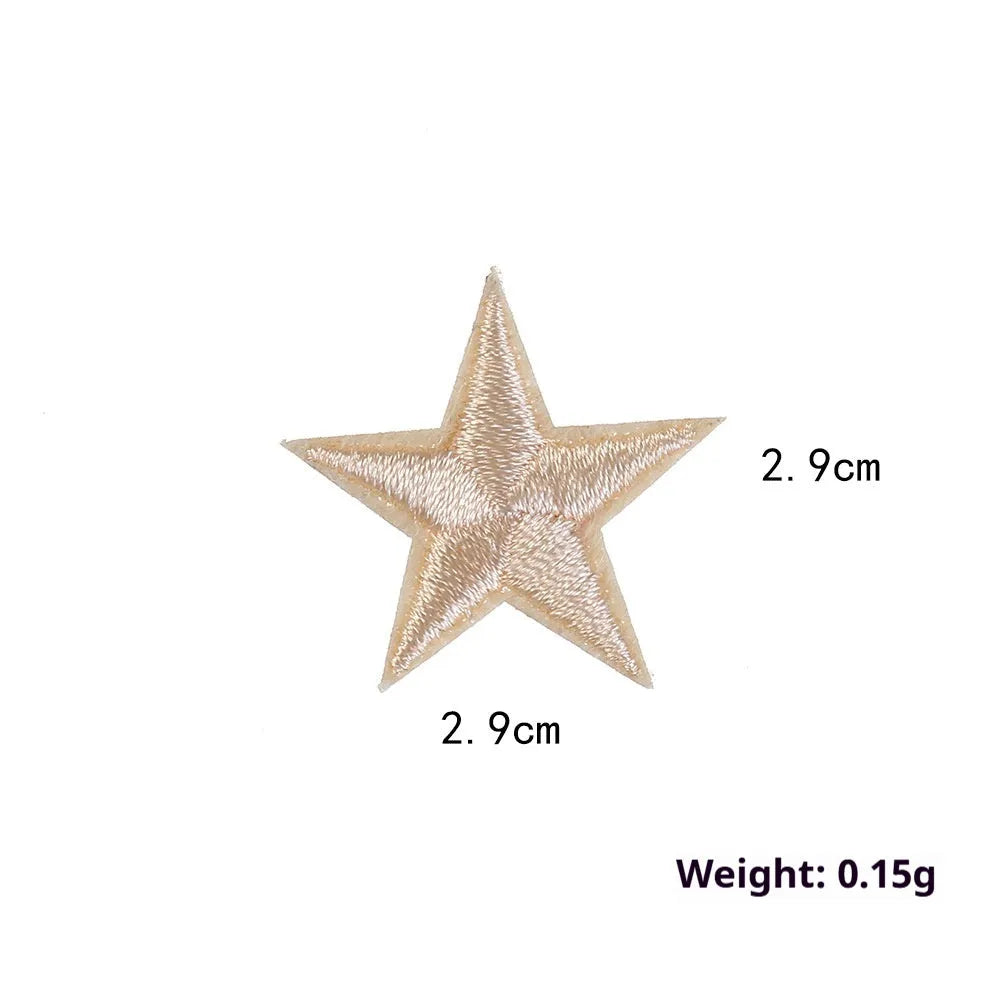 Colourful five-pointed star cloth embroidery stickers for DIY clothing decoration and craft projects