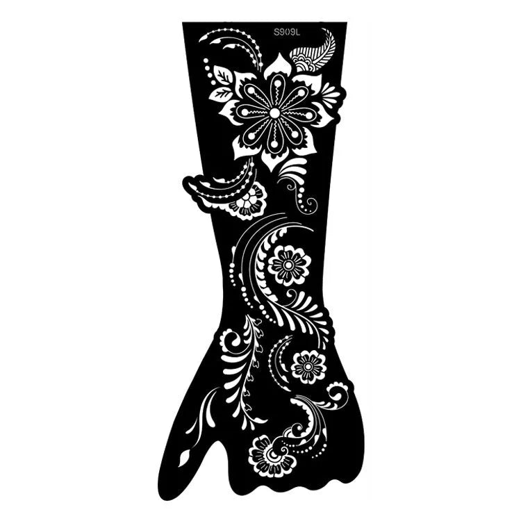Geometric hollow template tattoo stickers showing intricate cut-out patterns for tattoo stencil applications