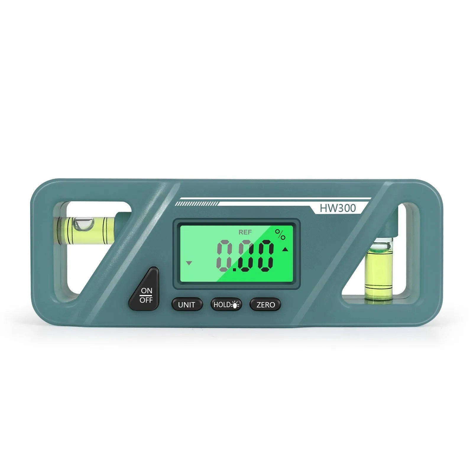 HW300 series digital magnetic inclinometer level meter showing angle display on metal surface